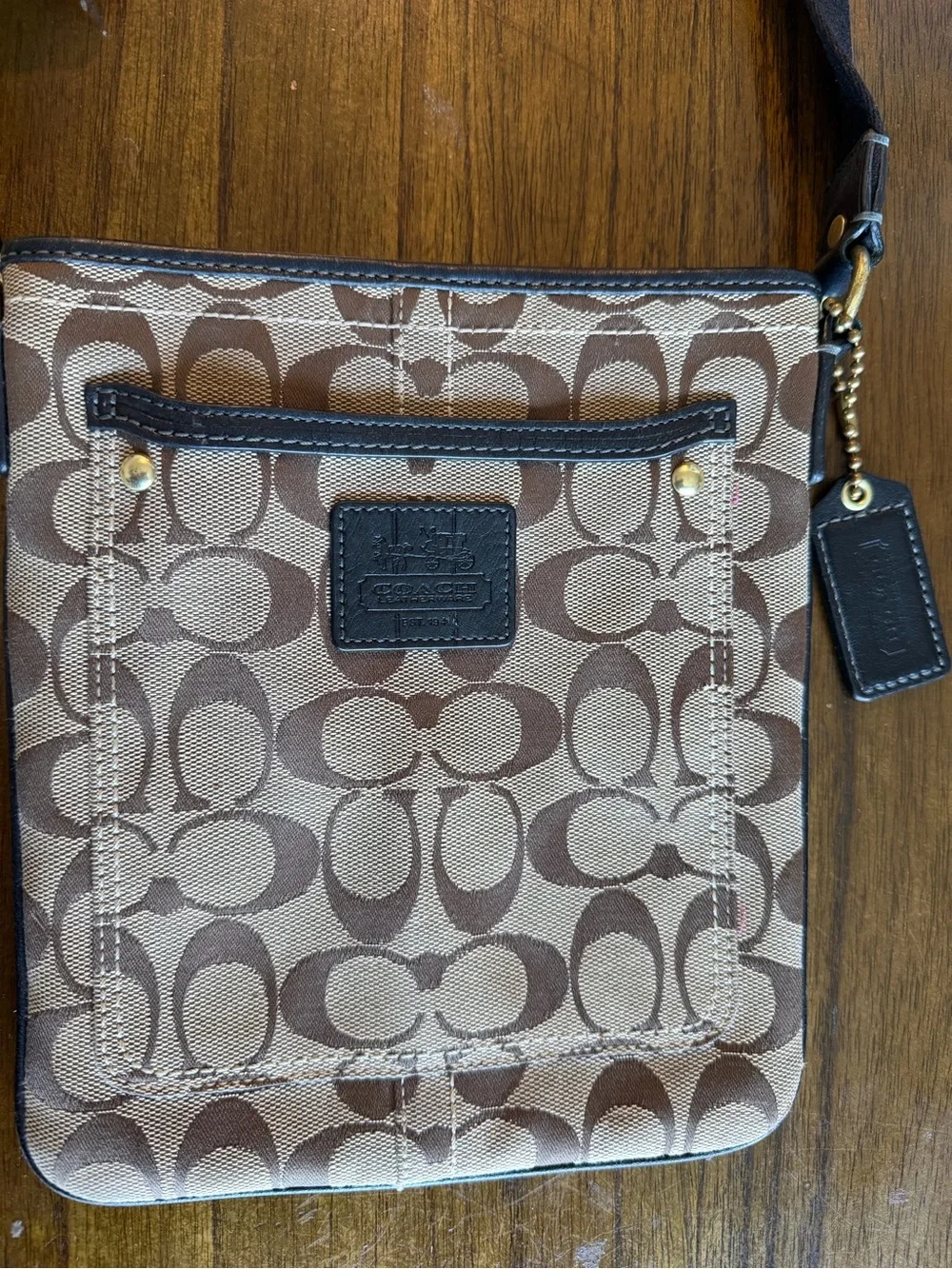 Vintage Coach Brown Monogram Crossbody Bag Y2K